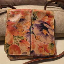 Patricia Nash Flowered 💐 Leather Crossbody Bag Shoulder Bag Purse 8.5 X 9.5