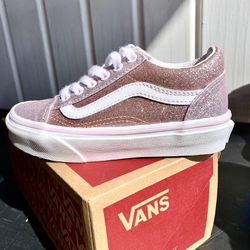 New Girls Vans Old Skool Glitter Skate Shoe Size 11 Pink