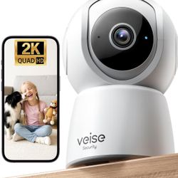 Veise 2K Indoor Security Camera 2.4GHz, 360°