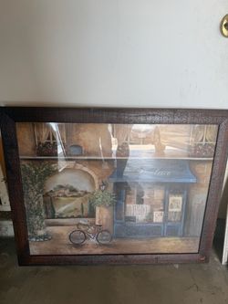 Framed European Street Scene Wall Art