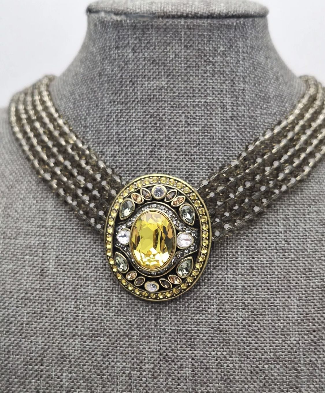 Vintage Designer HEIDI DAUS STATEMENT Choker Necklace SWAROVSKI Beaded Crystal 16.5"