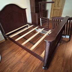 3 In 1 - Elegant Crib/Toddler Bed/Full Bed & Dresser & Hutch