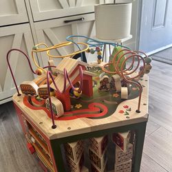 Wooden Activity Cube – Toddler Learning Toy – Like New $50.00 OBO