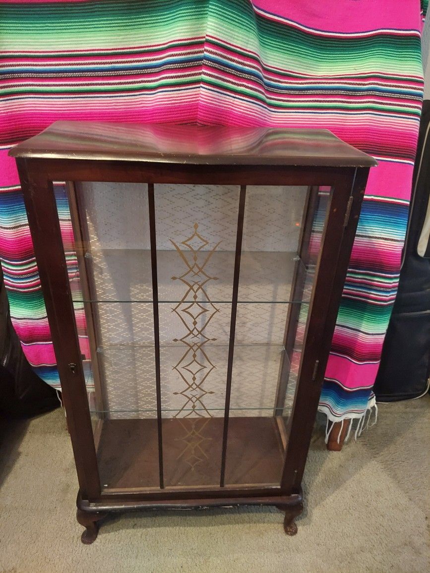Vintage Antique Cabinetit Has 2 Glass Shelves Does Not Come With Key