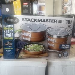 Gotham Steel Stackmaster Cookware Set 10 Pieces Pots and Pans Cookware Set 