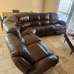 Brown Leather Couch 