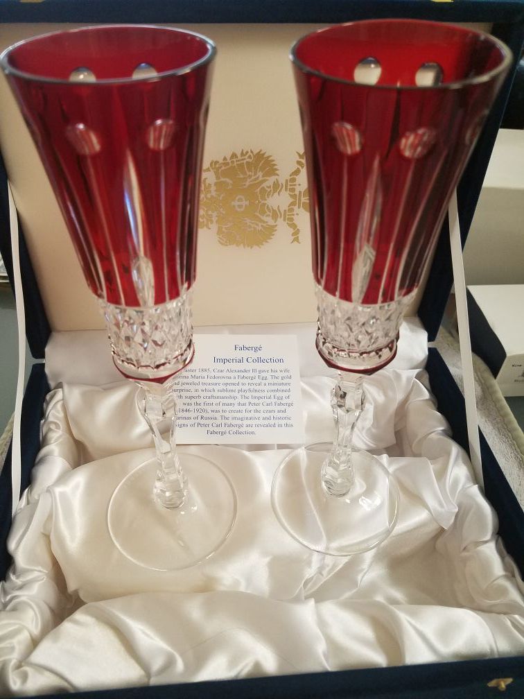 Brand new Faberge Ruby Red Wine Glasses