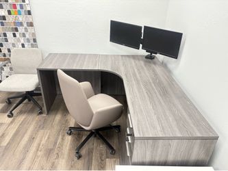 L-Shaped Office Desk – 36” Curved Corner 🪑