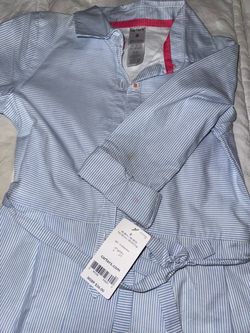 NEW WT Carter's Girls Blue Striped pleated and lined Shirtdress size 6