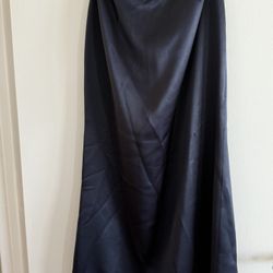 Long Black Satin Skirt 