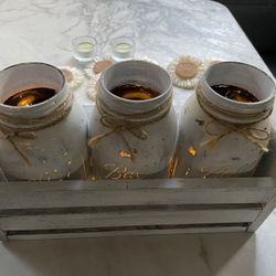 White mason jar decoration