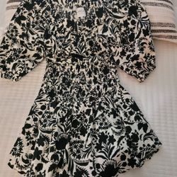 Misa Los Angeles Black and White Floral Dress