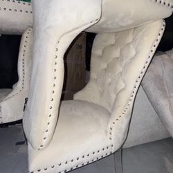 White Suede Truffle Dining Chairs 