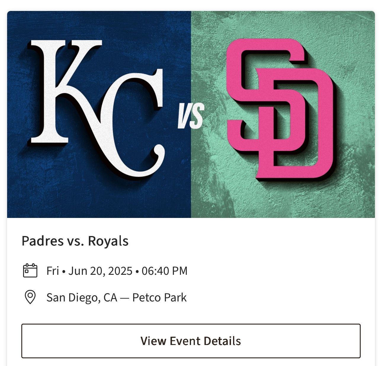 Three Padres vs Royals Tickets Friday 6/20/25