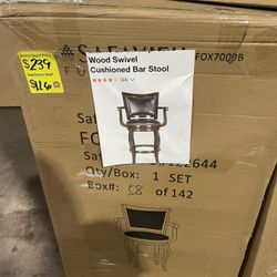 Wood Swivel Cushioned Bar Stool