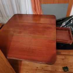Folding Hardwood Table With Secret Storage Drawer