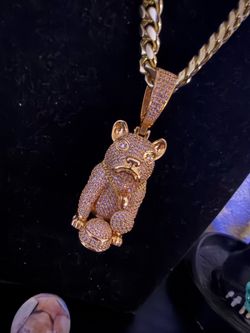 18k Gold PLATED Dog pendant and 14k 20 inch Cuban