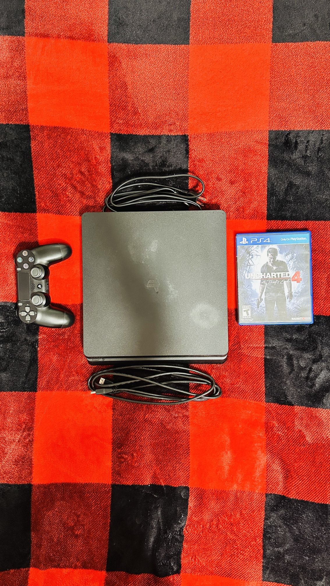 Sony PlayStation 4 Slim 500GB Console with Uncharted 4 Video Game - Black