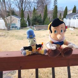Disney Jiminy Cricket and Pinocchio Plush Lot of 2