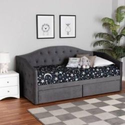 Beautiful Full Size gray fabric Daybed With Storage (New 