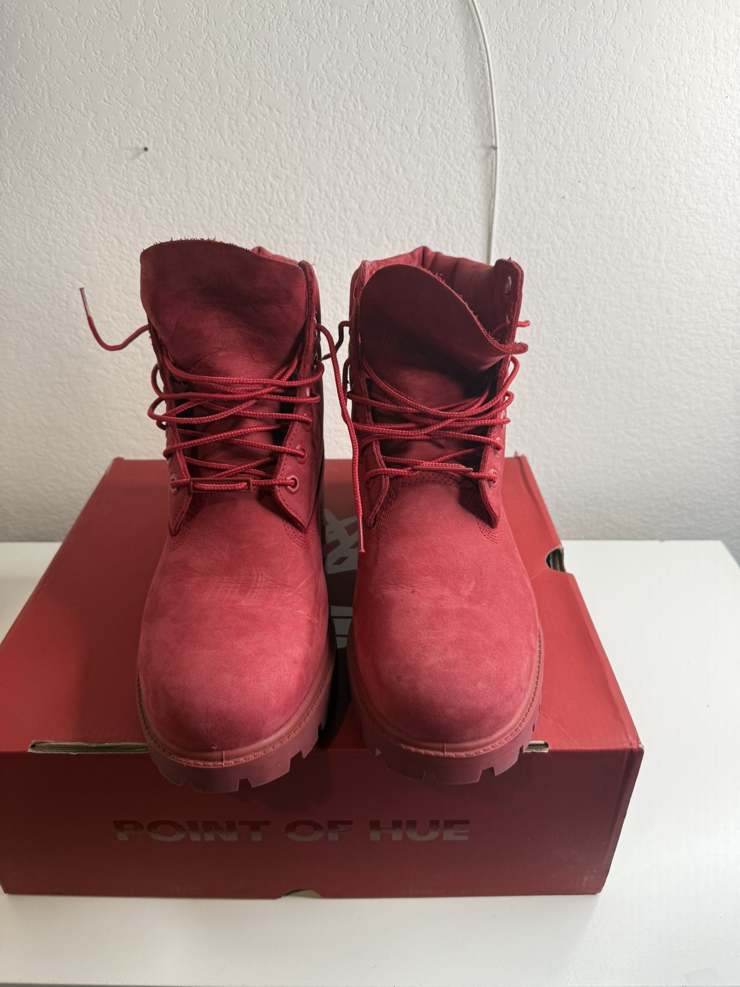 Red Water Proof Timberland Boots Men Size 10