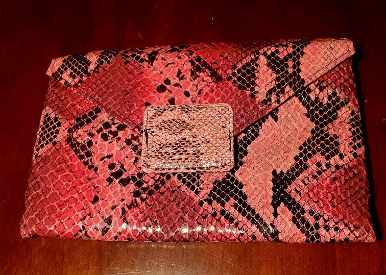 Snakeskin Effect Clutch Handbag 