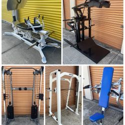 Gym Equipment, Olympic Weight Plate Bench, Chest & Smith Leg Press, Dumbbell Rack Power Squat Curl Extension