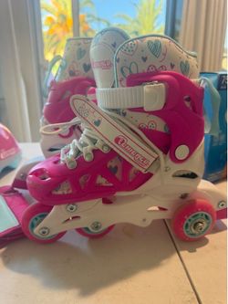 Adjustable Roller Skates Set with Helmet and Pads