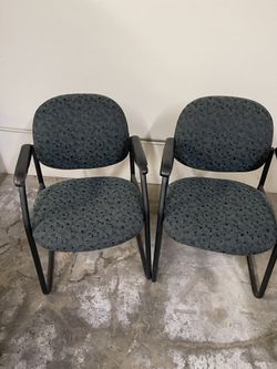 Set Of Green Office Chairs Fair To Good Condition