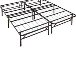 Amazon Basics Foldable Metal Platform Bed Frame with Tool Free Setup, 14 Inches High, Queen, Black