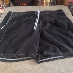 Women's Black Board Shorts w/White Piping & Pocket Size 6x