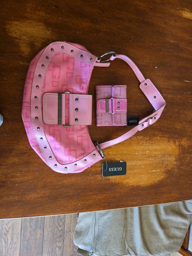 Guess Pink Purse And Wallet