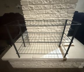 Three-tier metal wire shelf, ideal for storage or shoe rack 31"x22"x 13"