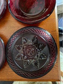 10 Vintage Red Glass Plates