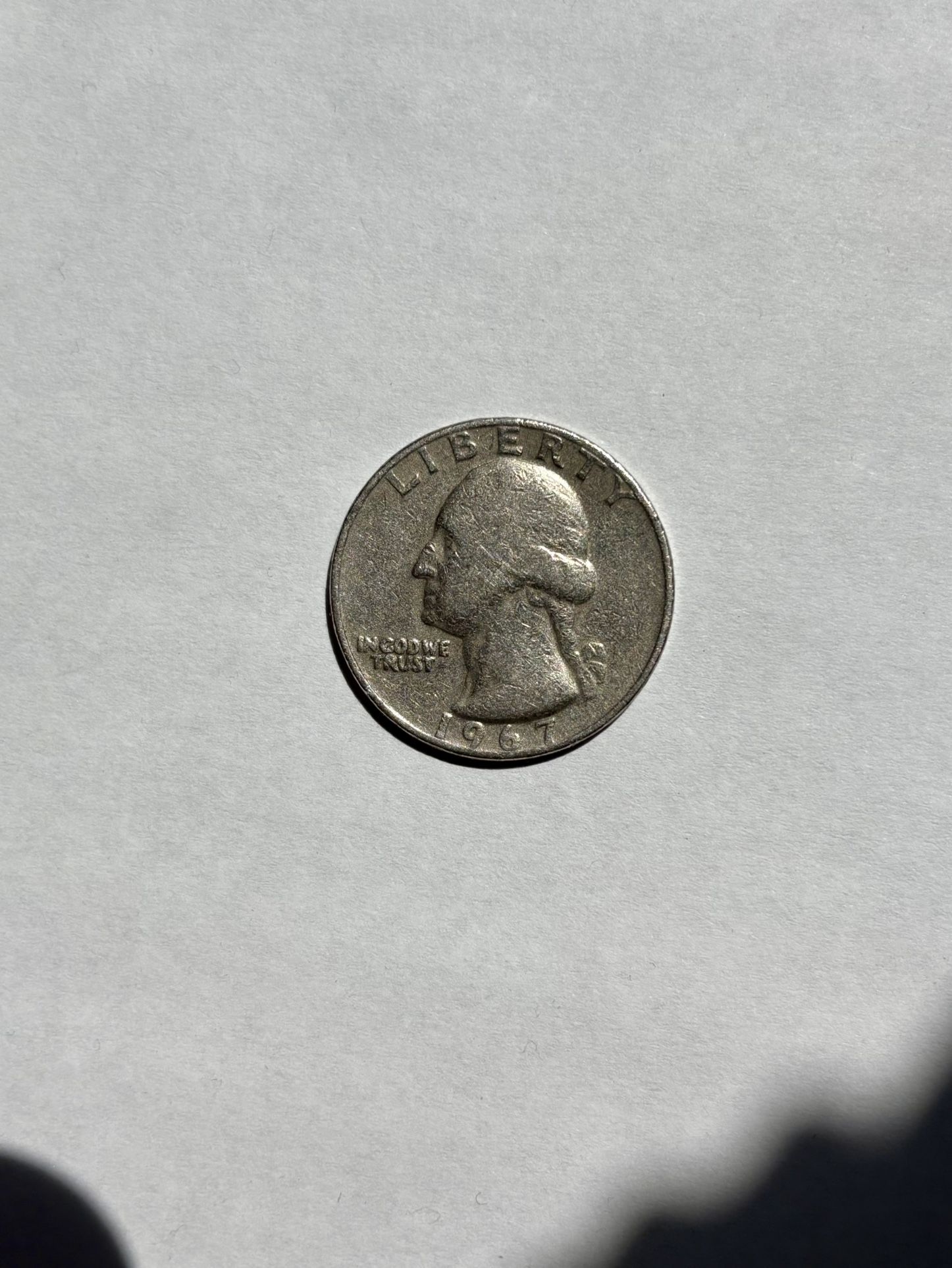 1967 Washington Quarter- No Mint Mark Letters and Date on Rim Mint ERR 