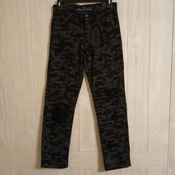 Steve's Jeans Size 14(L) Black Camo Ripped Stretch Slim Fit Cotton Jeans
