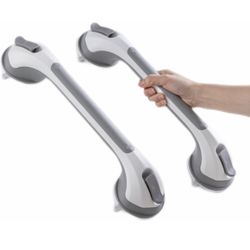 2-Pack Suction Grab Bars for Bathtub & Shower – Heavy-Duty, Removable, Waterproof, Grey, Bathroom Safety Handle for Seniors