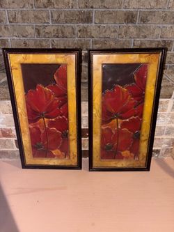 Red Poppy Framed Wall Art Set of 2