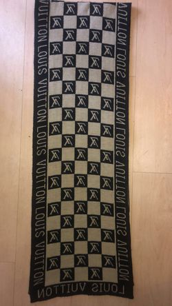 Louis Vuitton Authentic Black and Gold Checkered Scarf for Sale in