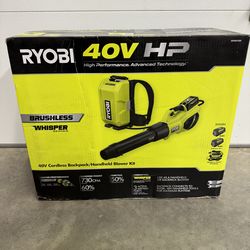 RYOBI 40V HP Brushless Whisper Series 190 MPH 730 CFM Leaf Blower and Backpack Battery w/ (2) 6.0 Ah Batteries & Charger $600 plus tax at Home Depot n