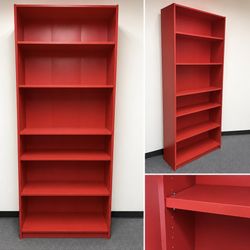 Title  IKEA Red Bookcase / Storage Shelf – 79.5” Tall