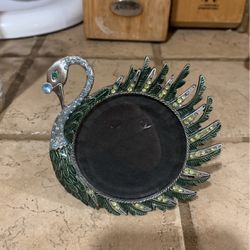 Jeweled Swan Pewter Picture Frame