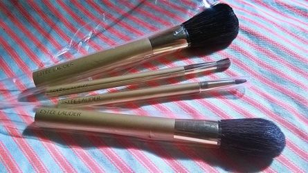 NWOT - Estee Lauder Makeup Brushes & Snake Skin Print Case