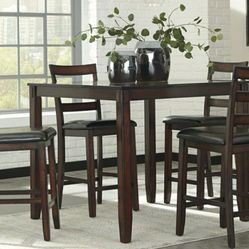 Coviar Brown Counter Height Dining Table and Bar Stools (Set of 5)

