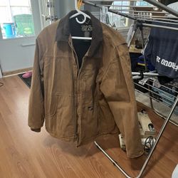 Brown Gravel Gear Men's Washed Duck Chore Coat (XL) 