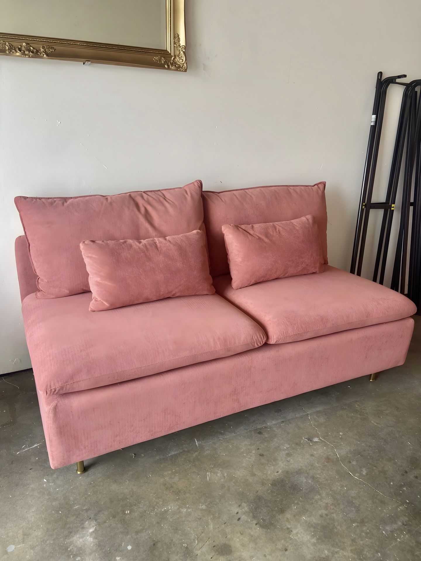 Pink Armless Love Seat Sofa 