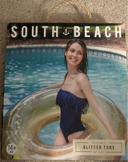 South & Beach Inflatable Glitter Tube Pool Float - 43" x 43" - New In Box