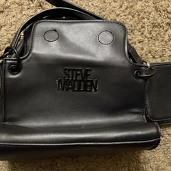 Steve Madden Black Logo Crossbody Bag with Coin Pouch