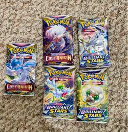 Pokémon TCG Sealed Packs Lot – 5 Packs (3 Brilliant Stars, 2 Lost Origin)