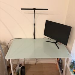Glass Study Desk (Can Throw In Lamp If Requested)